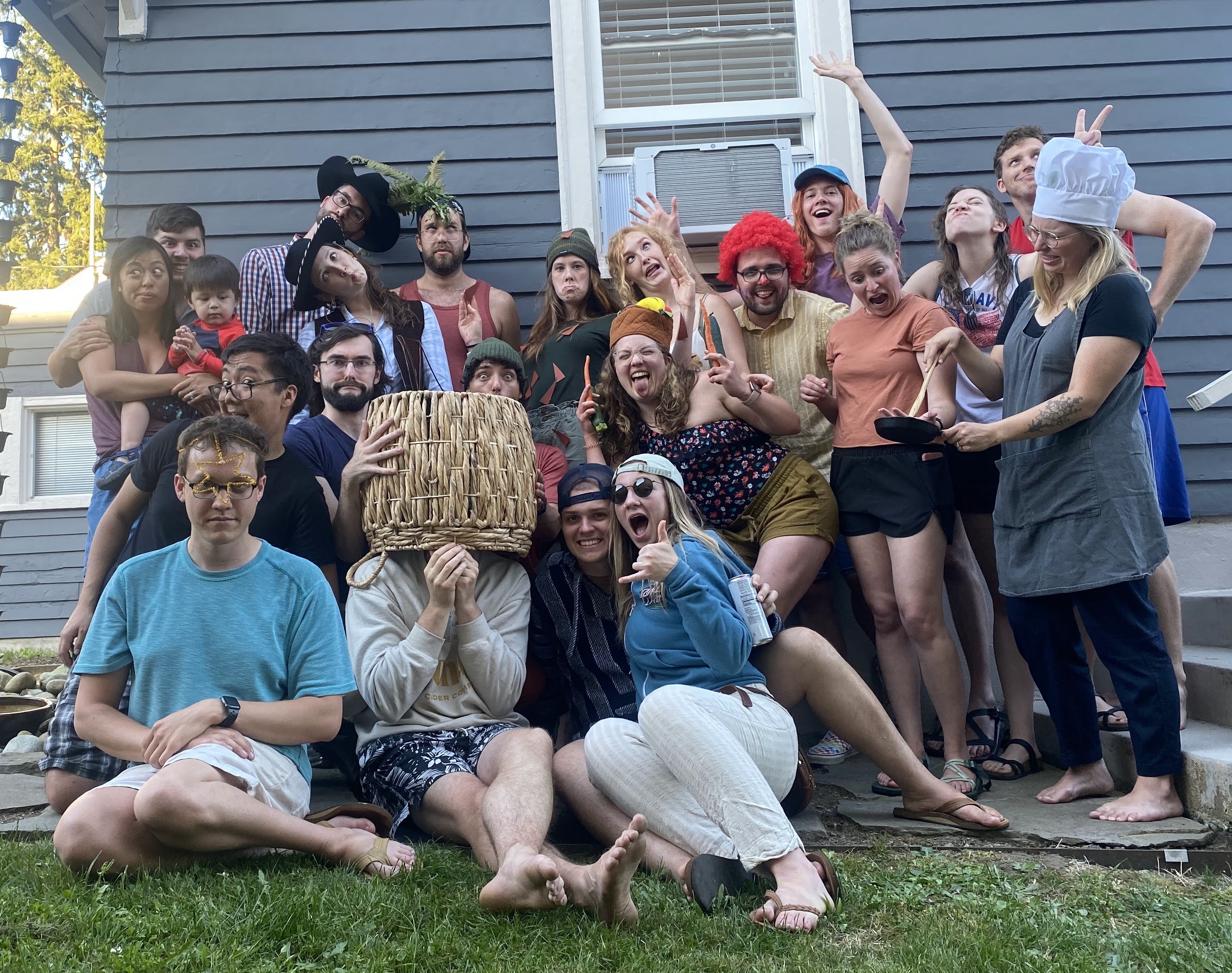 Silly group photo of lots of friends